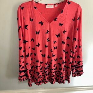 Belle by Kim Gravel Red Butterfly Print Tunic